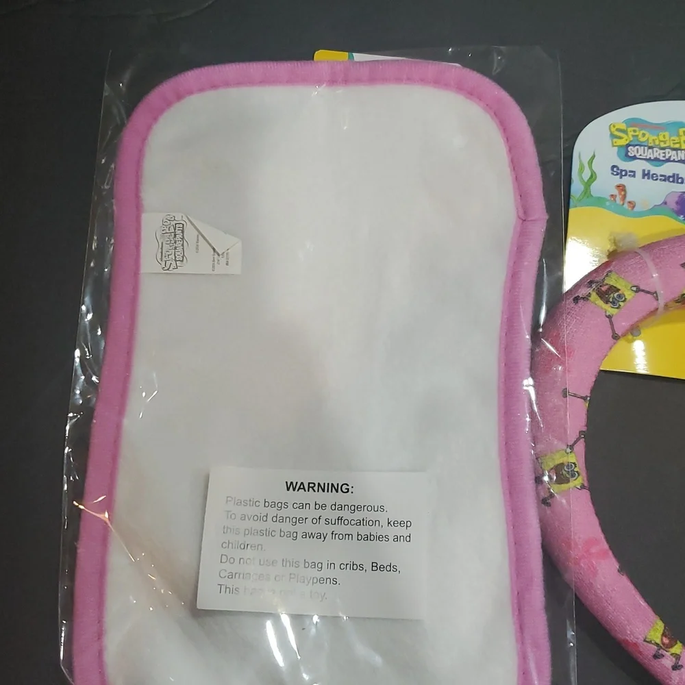 Spongebob squarepants pink and blue 2piece headband and towel spa set brand new - Picture 4 of 7
